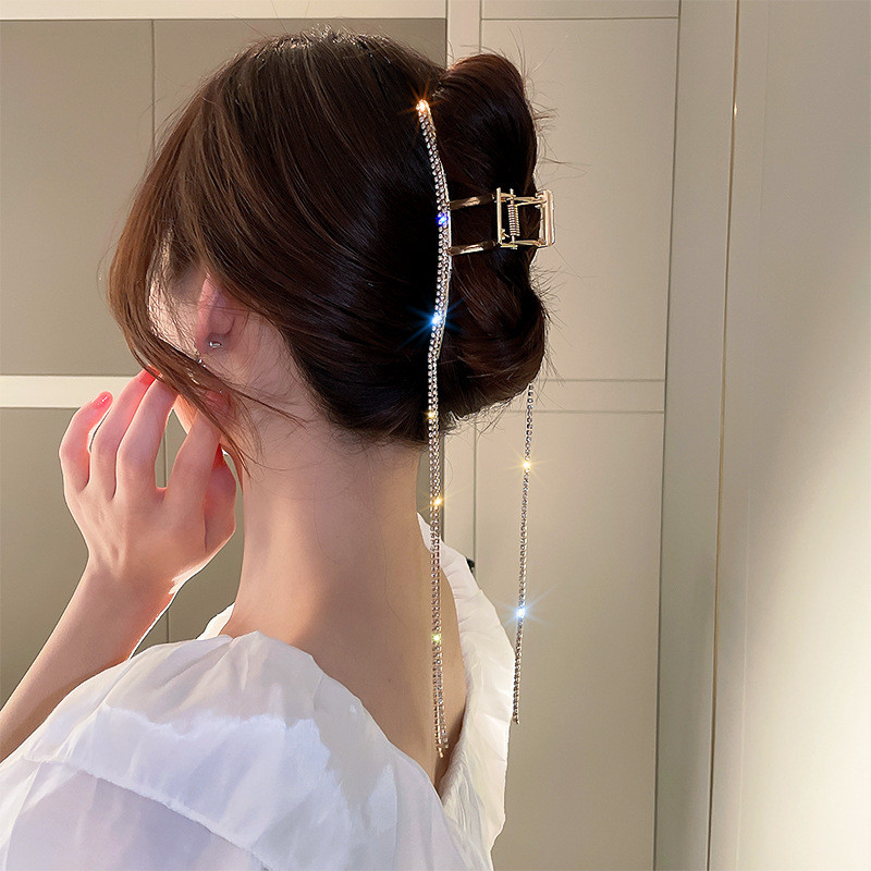 Cleme de păr cu strasuri complete de lux, pentru femei, cleme lungi cu ciucuri, ace pentru cap, bijuterii, accesorii de păr la modă coreeană
