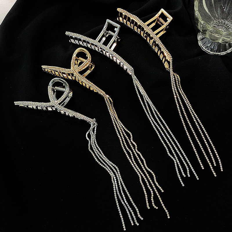 Cleme de păr cu strasuri complete de lux, pentru femei, cleme lungi cu ciucuri, ace pentru cap, bijuterii, accesorii de păr la modă coreeană