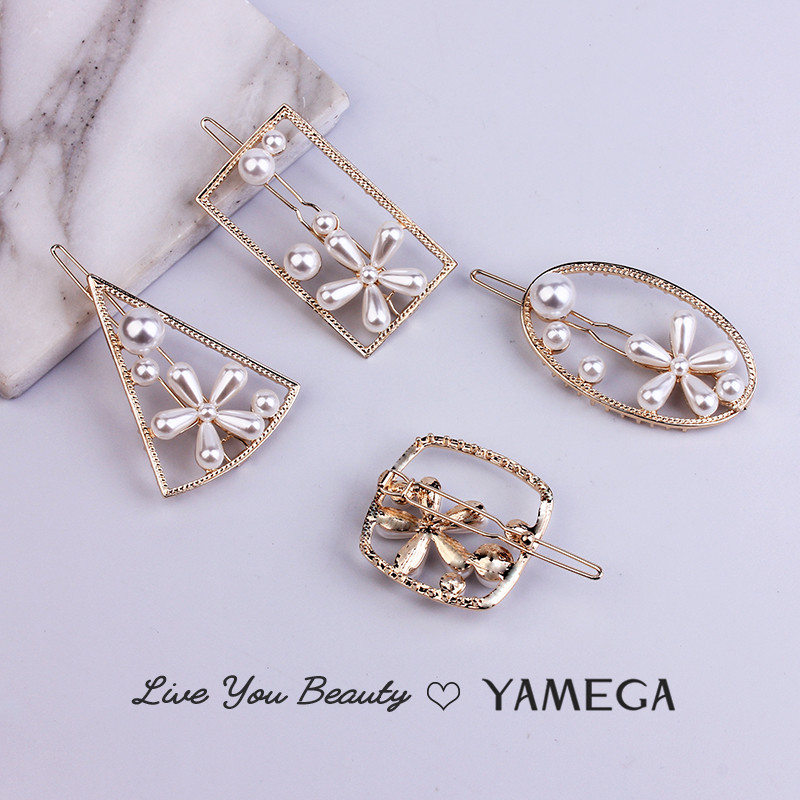 Agrafe de păr cu perle unice de modă Accesorii pentru păr Nuntă Triunghi de aur Agrafe de păr geometrice Piesă pentru cap Ace de păr pentru femei, fete