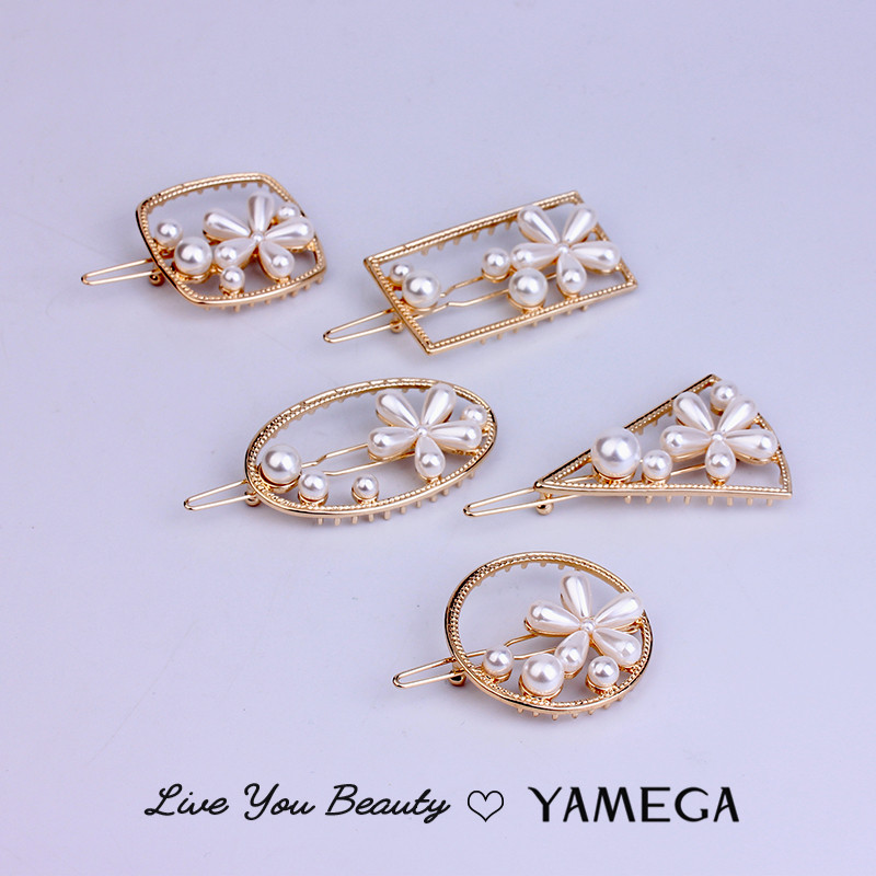 Agrafe de păr cu perle unice de modă Accesorii pentru păr Nuntă Triunghi de aur Agrafe de păr geometrice Piesă pentru cap Ace de păr pentru femei, fete