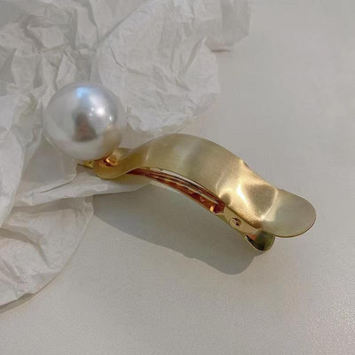 Agrafe pentru gheare de păr din metal perlat mare, auriu, pentru femei, agrafe și ace de păr cu prindere simplă, accesorii pentru cap pentru fete, accesorii de modă coreeană, cadouri