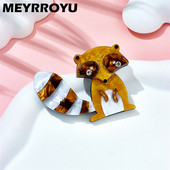 MEYRROYU Broșe cu raton maro, material acrilic elegant pentru femei, insignă de animale, cadouri de aniversare pentru fete, ace accesorii, bijuterii Брошь