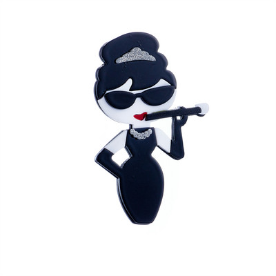 MEYRROYU Broșă pentru femei în stil european american în formă de actriță celebră cu broșe pentru țeavă de țigară, bijuterii pentru fete în stil vintage