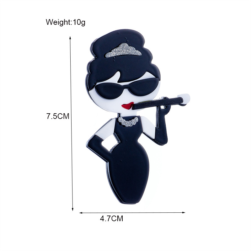 MEYRROYU Broșă pentru femei în stil european american în formă de actriță celebră cu broșe pentru țeavă de țigară, bijuterii pentru fete în stil vintage