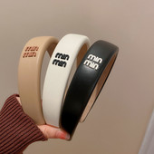 PU kožené čelenky, dievčenské pokrývky hlavy, kórejské módne návrhárske značky, písmenové kapely, obruče, vlasové doplnky pre ženy