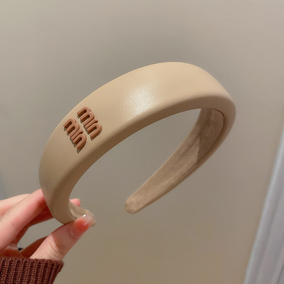 PU kožené čelenky, dievčenské pokrývky hlavy, kórejské módne návrhárske značky, písmenové kapely, obruče, vlasové doplnky pre ženy