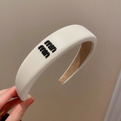 PU kožené čelenky, dievčenské pokrývky hlavy, kórejské módne návrhárske značky, písmenové kapely, obruče, vlasové doplnky pre ženy