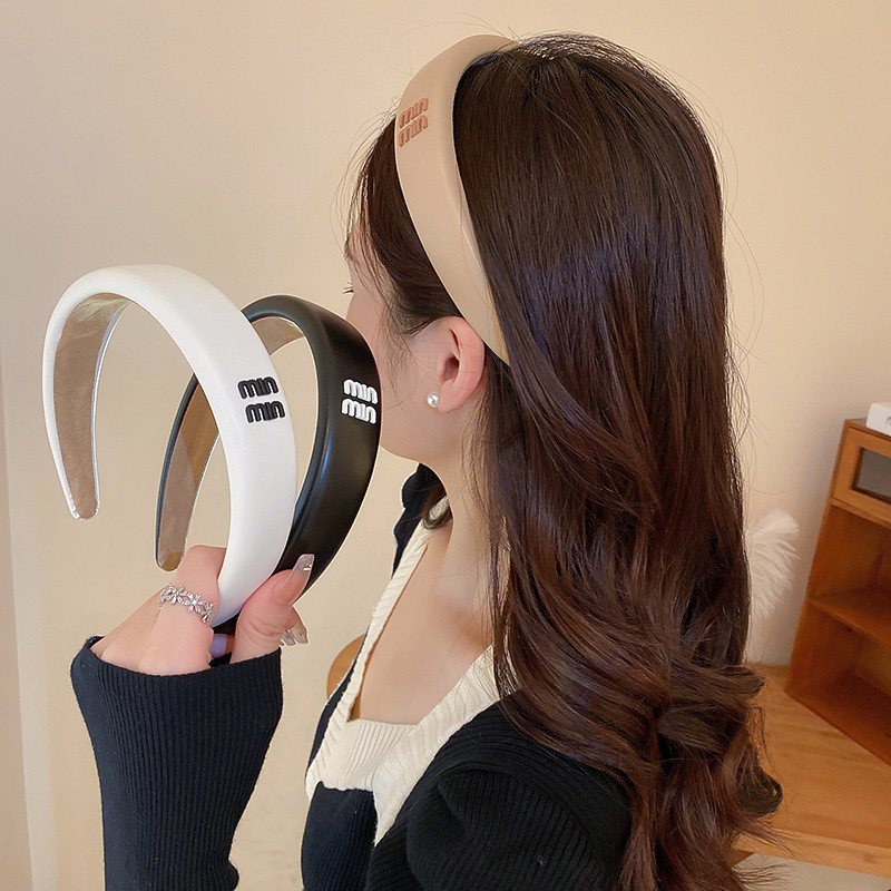 PU kožené čelenky, dievčenské pokrývky hlavy, kórejské módne návrhárske značky, písmenové kapely, obruče, vlasové doplnky pre ženy