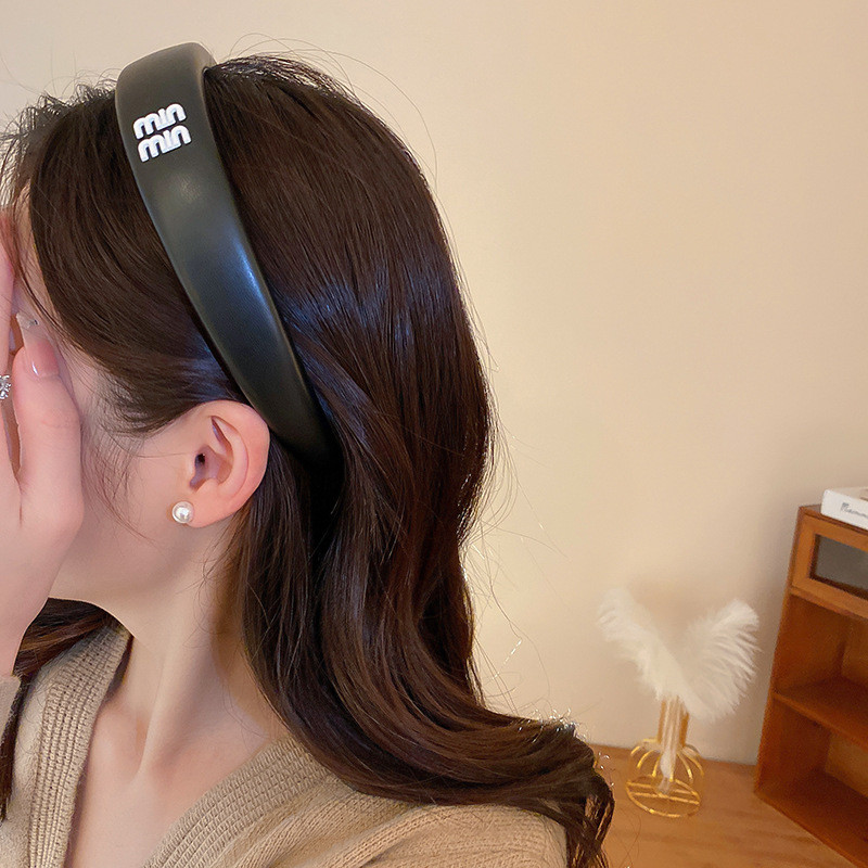 PU kožené čelenky, dievčenské pokrývky hlavy, kórejské módne návrhárske značky, písmenové kapely, obruče, vlasové doplnky pre ženy