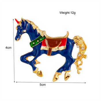 MEYRROYU Бягащ кон Дамска брошка Материал от цинкова сплав Стилни дамски игли с животни Брошки Ретро дамски бижута върху раници