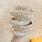 Bentite de perle cu margele lucrate manual pentru femei Cercuri de designer Fundă Benzite de păr de nuntă de mireasă pentru fete Accesorii de păr de lux