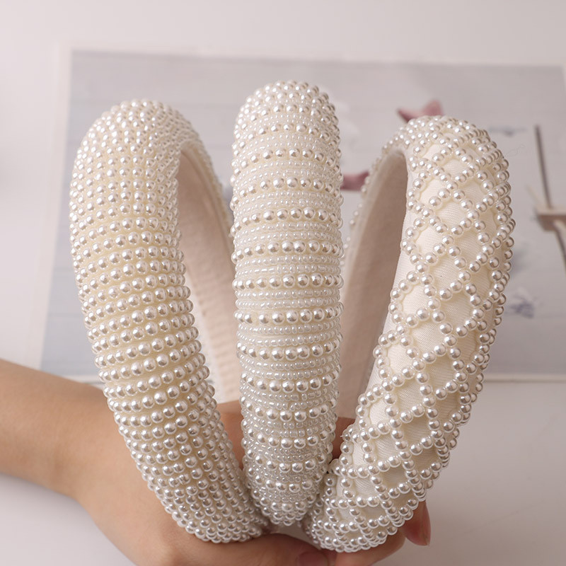 Bentite de perle cu margele lucrate manual pentru femei Cercuri de designer Fundă Benzite de păr de nuntă de mireasă pentru fete Accesorii de păr de lux