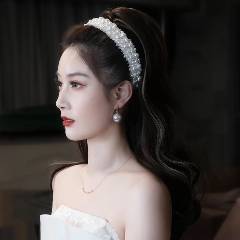Bentite de perle cu margele lucrate manual pentru femei Cercuri de designer Fundă Benzite de păr de nuntă de mireasă pentru fete Accesorii de păr de lux