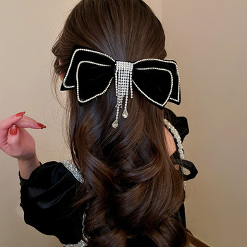 Блестящи пискюли с кристали Големи панделки за коса Щипка Фиби Шноли Корейски щипки за коса Щифтове Аксесоари за жени Момичета Ново