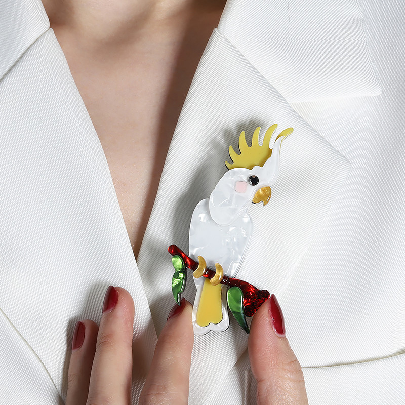 Broșe acrilice pentru papagal, lucrate manual, pentru femei, bărbați, încântător, așezat pentru animale de companie, ocazional, broșă pentru petrecere, cadouri, accesorii de bijuterii