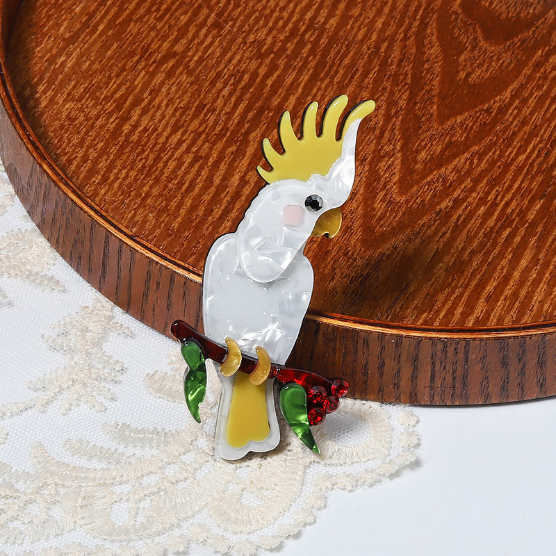 Broșe acrilice pentru papagal, lucrate manual, pentru femei, bărbați, încântător, așezat pentru animale de companie, ocazional, broșă pentru petrecere, cadouri, accesorii de bijuterii