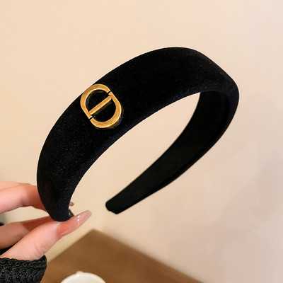 Bentite de păr neagră flocate de modă Accesorii pentru păr coreeană cu inimă de aur