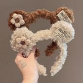 Bentite drăguțe din lână de miel pentru fete, care se spală pe față, încântător de animale, bentiță ureche de urs, ornament pentru cosplay, inele, accesorii de păr la modă