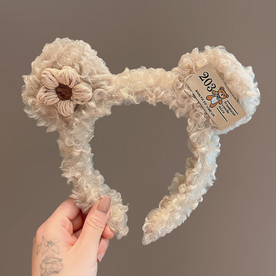 Bentite drăguțe din lână de miel pentru fete, care se spală pe față, încântător de animale, bentiță ureche de urs, ornament pentru cosplay, inele, accesorii de păr la modă