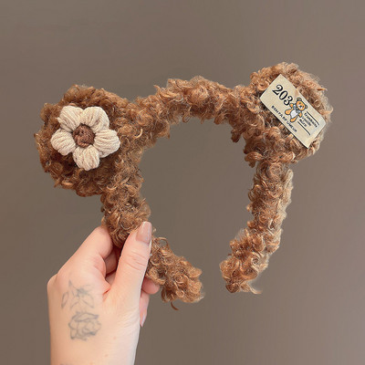 Bentite drăguțe din lână de miel pentru fete, care se spală pe față, încântător de animale, bentiță ureche de urs, ornament pentru cosplay, inele, accesorii de păr la modă