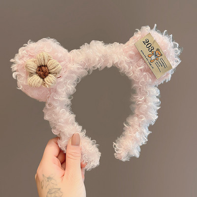 Bentite drăguțe din lână de miel pentru fete, care se spală pe față, încântător de animale, bentiță ureche de urs, ornament pentru cosplay, inele, accesorii de păr la modă