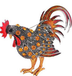 1 buc cristal stras pui cocoș găină fermă animale broșă bijuterii costum pentru femei