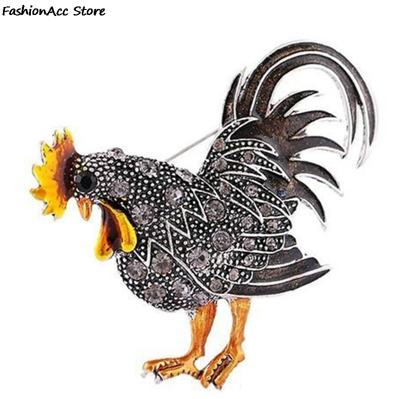 1 buc cristal stras pui cocoș găină fermă animale broșă bijuterii costum pentru femei