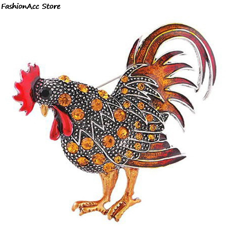 1 buc cristal stras pui cocoș găină fermă animale broșă bijuterii costum pentru femei