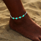 Anklet de plajă luminoasă de epocă Lanț pentru picioare Shell hard Bijuterii de modă Charming Glow In The Dark Heart Anklet