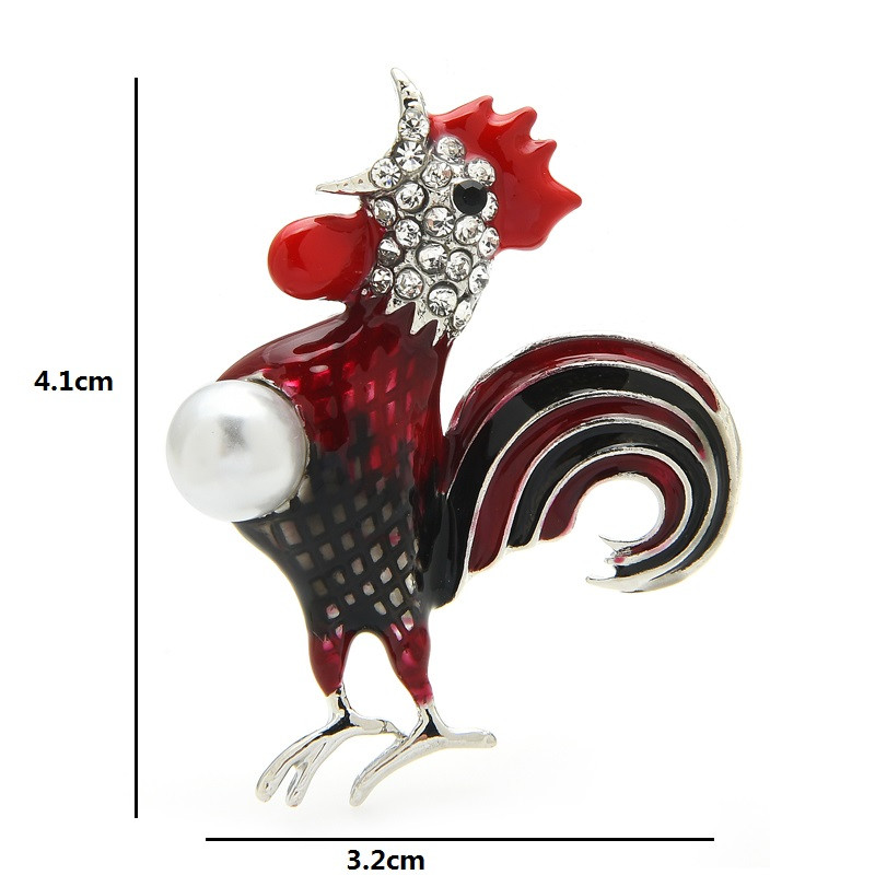 Wuli&baby Email Cocoș Cânt Cocoș Broșe Femei Unisex Perle 2 culori Petrecere Pui Casaul Broșă Ace Cadouri