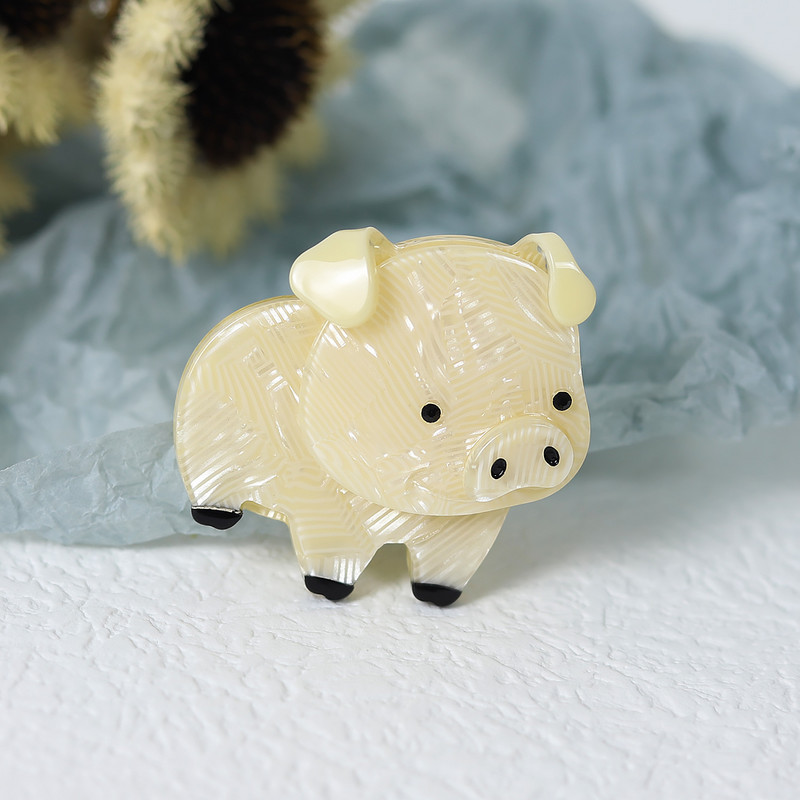 Broșe de porc drăguț din acrilic lucrate manual pentru femei, rășină de animale minunate, broșă pentru rever, bijuterii, insigna pentru femei, accesorii pentru haine