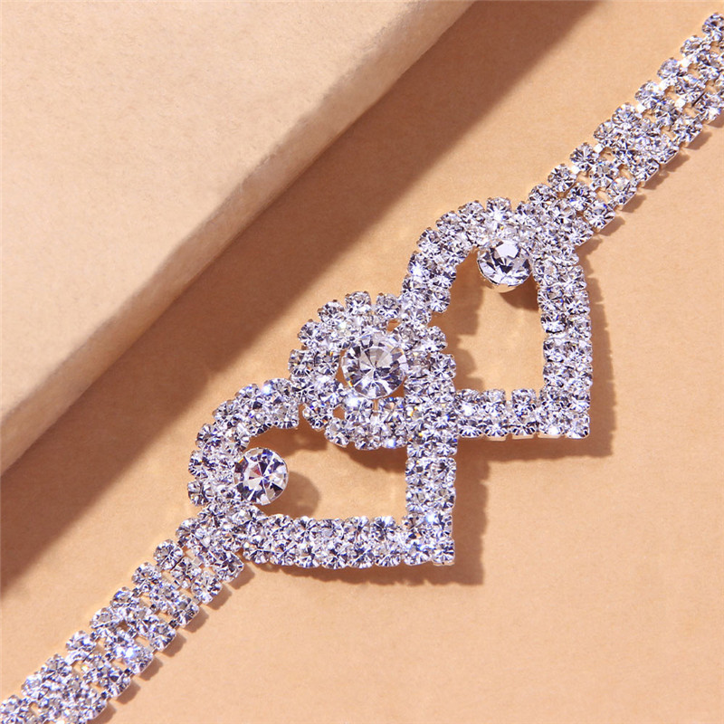 Huitan 2022 Love dublă inimă gleznă pentru femei de înaltă calitate argint/culoare aurie gleznă brăţară cadou de petrecere bijuterii pentru picioare femei