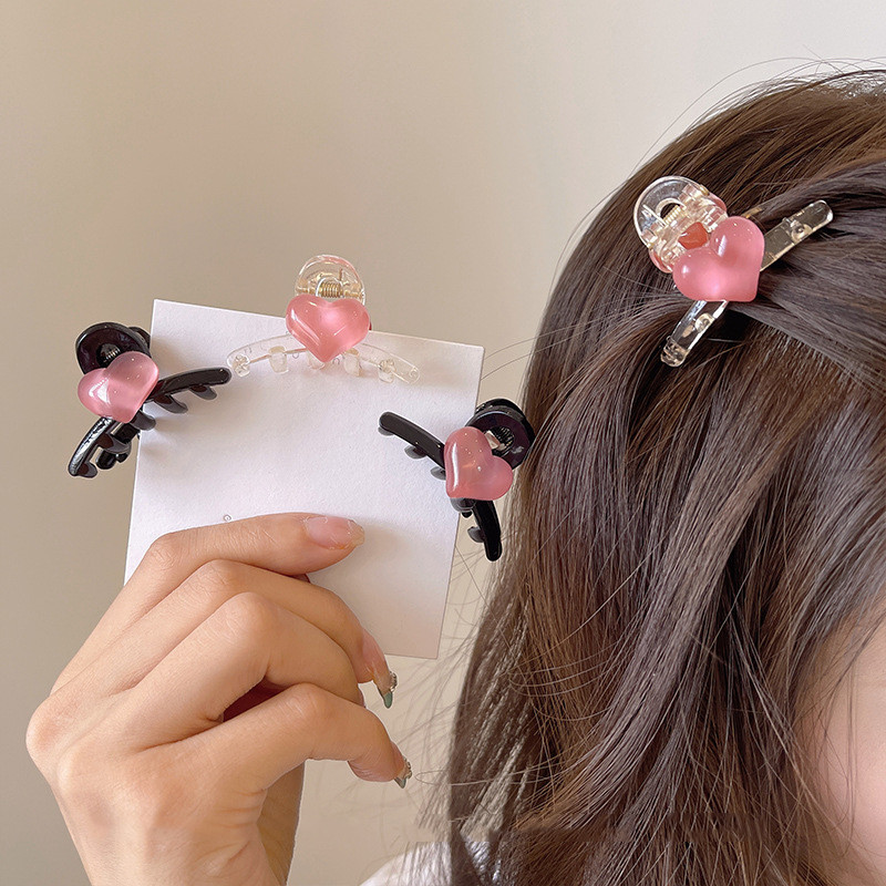 2 db/Szett Kis aranyos rózsaszín szív hajcsat Női Lányok Mini bilincsek Haj Karmos Clip Barrettes Rák Koreai Haj Kiegészítők Új