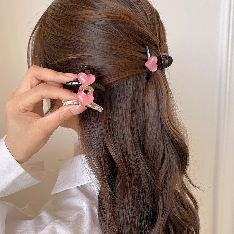 2 db/Szett Kis aranyos rózsaszín szív hajcsat Női Lányok Mini bilincsek Haj Karmos Clip Barrettes Rák Koreai Haj Kiegészítők Új