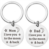 "Szeretlek a Holdig és vissza" feliratos kulcstartó bűbáj Hálaadás Apák napja Anyák napi ajándékok Jelentős díszek
