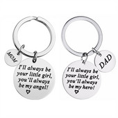 Breloc rotund cu litere din oțel inoxidabil Breloc de Ziua Tatălui Cadou de Ziua Mamei Breloc Memorial Accesorii creative