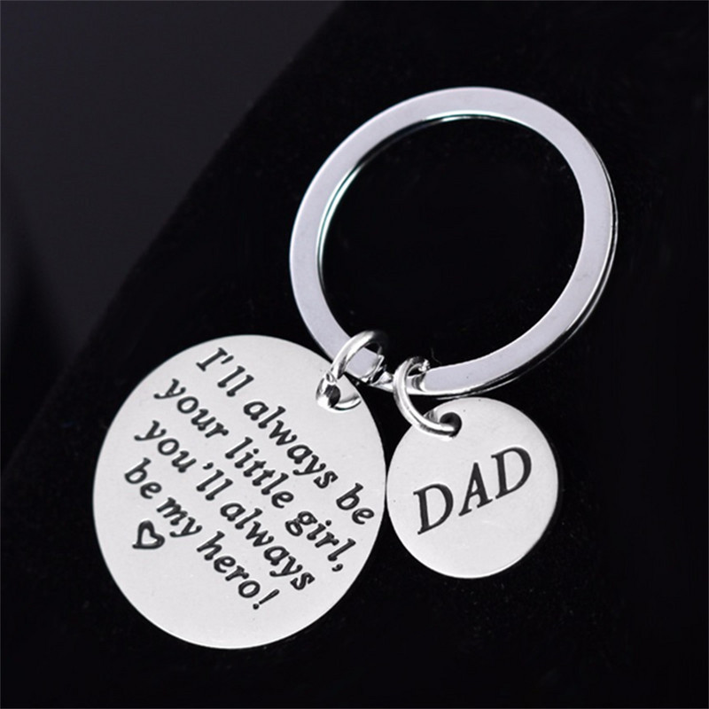 Breloc rotund cu litere din oțel inoxidabil Breloc de Ziua Tatălui Cadou de Ziua Mamei Breloc Memorial Accesorii creative