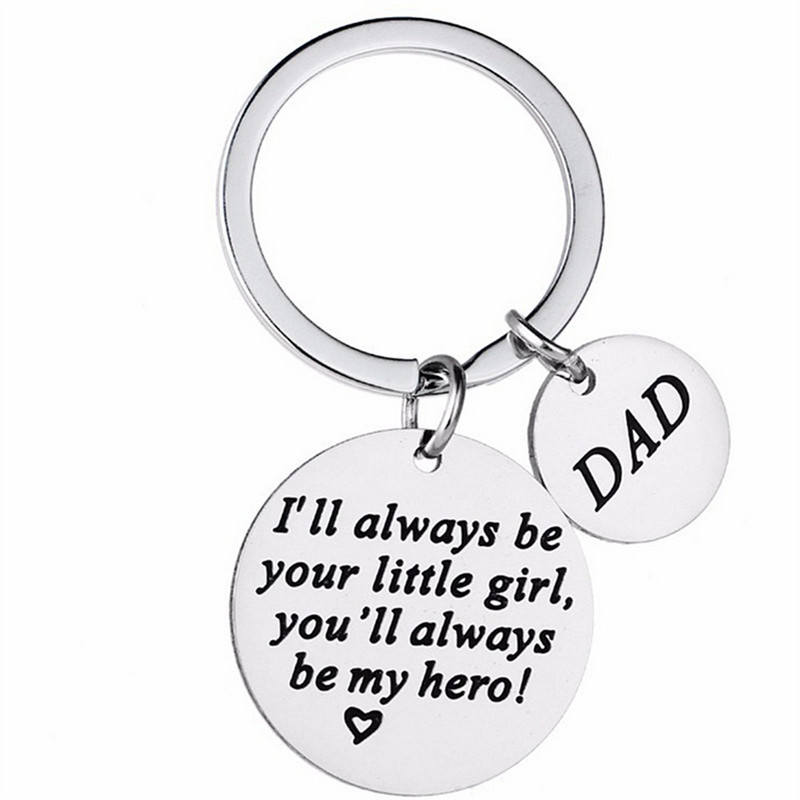 Breloc rotund cu litere din oțel inoxidabil Breloc de Ziua Tatălui Cadou de Ziua Mamei Breloc Memorial Accesorii creative