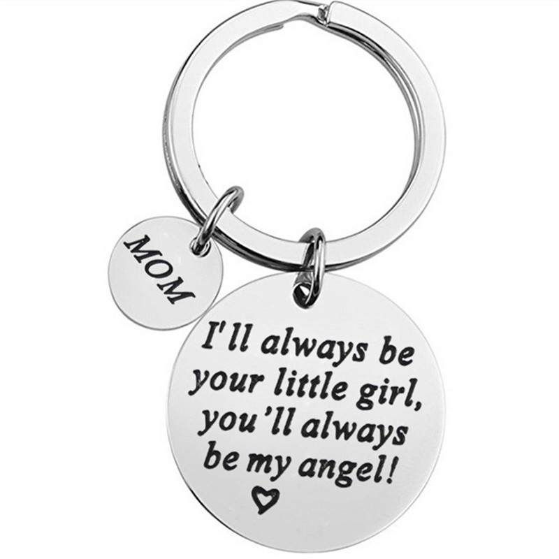 Breloc rotund cu litere din oțel inoxidabil Breloc de Ziua Tatălui Cadou de Ziua Mamei Breloc Memorial Accesorii creative