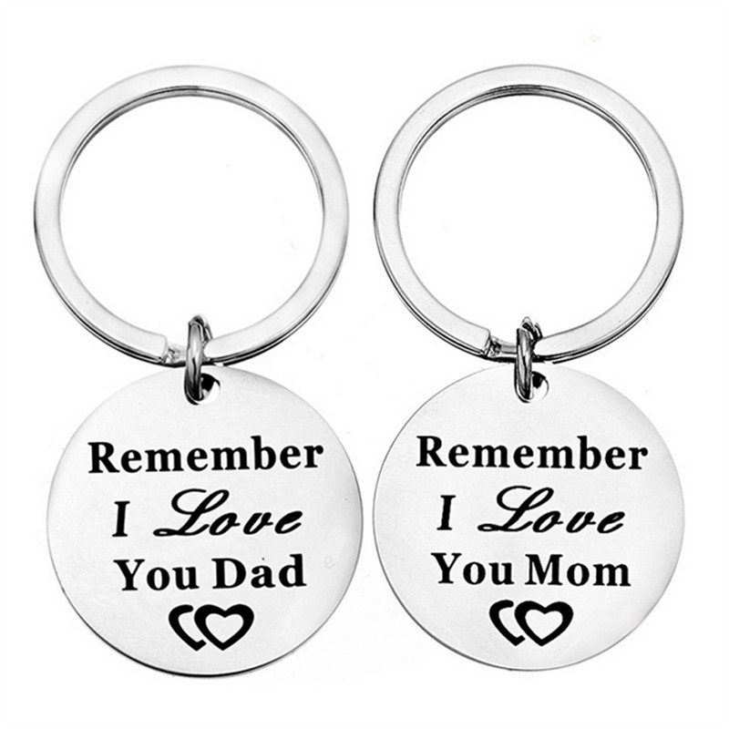 Breloc rotund cu litere din oțel inoxidabil Breloc de Ziua Tatălui Cadou de Ziua Mamei Breloc Memorial Accesorii creative