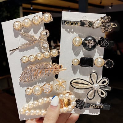 4/8 buc/pachet Seturi de agrafe de păr din perle aurii Agrafe de păr cu strasuri Agrafe drăguțe Agrafe de lux Accesorii de păr pentru femei