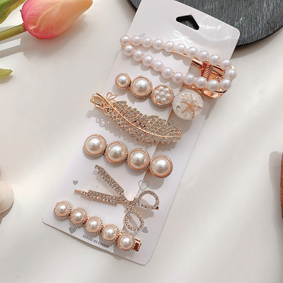 4/8 buc/pachet Seturi de agrafe de păr din perle aurii Agrafe de păr cu strasuri Agrafe drăguțe Agrafe de lux Accesorii de păr pentru femei