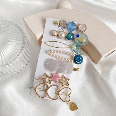 4/8 buc/pachet Seturi de agrafe de păr din perle aurii Agrafe de păr cu strasuri Agrafe drăguțe Agrafe de lux Accesorii de păr pentru femei