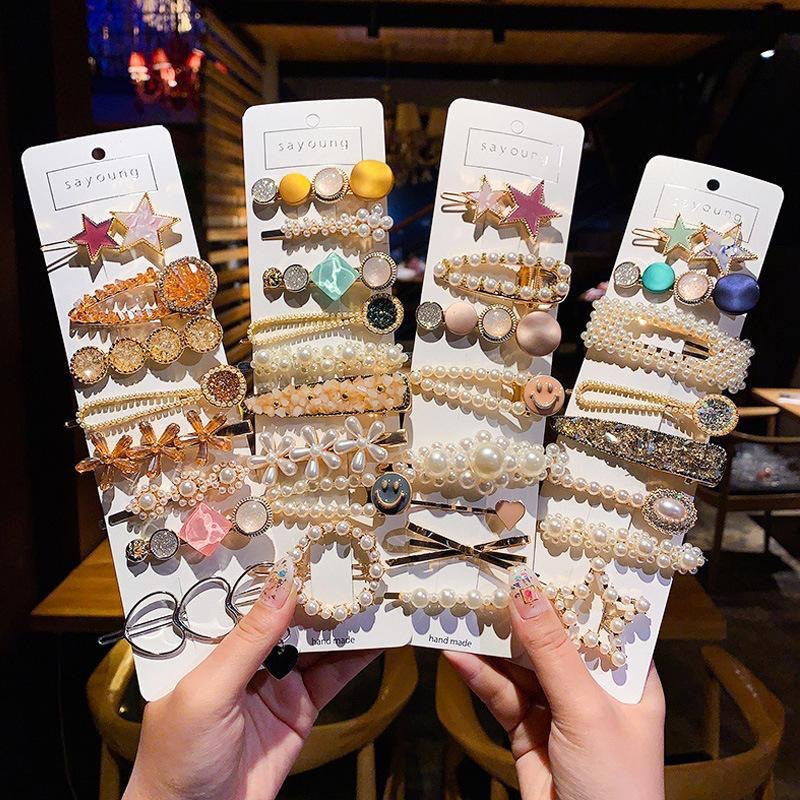 4/8 buc/pachet Seturi de agrafe de păr din perle aurii Agrafe de păr cu strasuri Agrafe drăguțe Agrafe de lux Accesorii de păr pentru femei