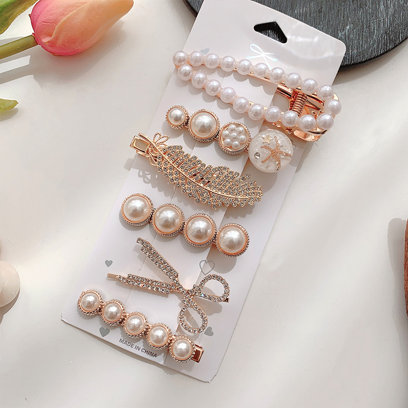 4/8 buc/pachet Seturi de agrafe de păr din perle aurii Agrafe de păr cu strasuri Agrafe drăguțe Agrafe de lux Accesorii de păr pentru femei