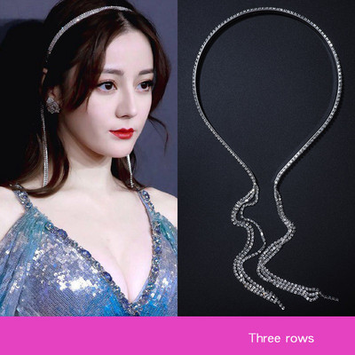 Bling Bling strasuri benzi pentru femei benzi lungi cu ciucuri fundite bentiță de designer coreean accesorii pentru nunta pentru păr