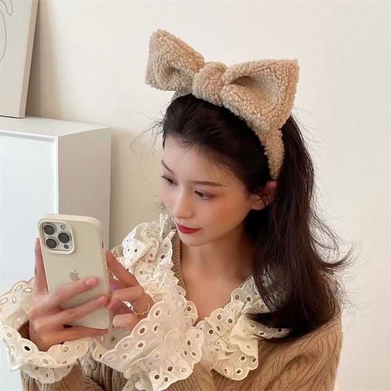 Fleece Bowknot Hajpántok Lányok Arcmosó Szép Fejpántok Cosplay Dísz Karikák Bandák Koreai divat Smink Haj Kiegészítők
