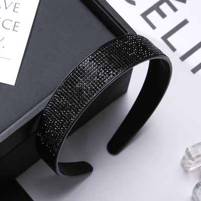 Bentite de păr cu strasuri complete pentru femei, negru, lunetă anti-alunecare, arc de păr, bentite pentru fete, accesorii pentru păr pentru femei.