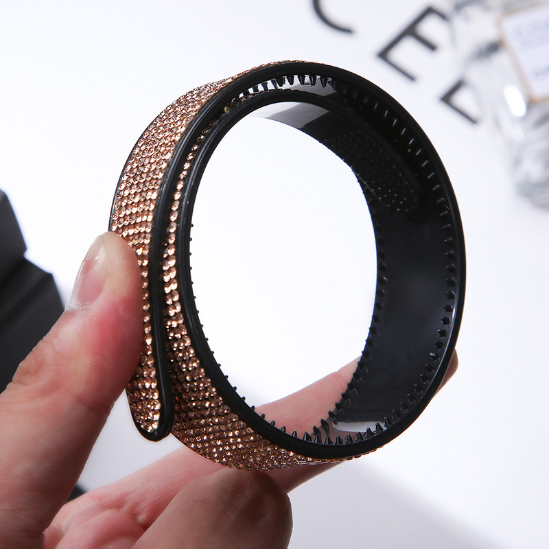 Bentite de păr cu strasuri complete pentru femei, negru, lunetă anti-alunecare, arc de păr, bentite pentru fete, accesorii pentru păr pentru femei.