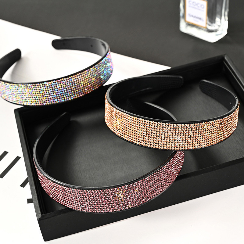 Bentite de păr cu strasuri complete pentru femei, negru, lunetă anti-alunecare, arc de păr, bentite pentru fete, accesorii pentru păr pentru femei.